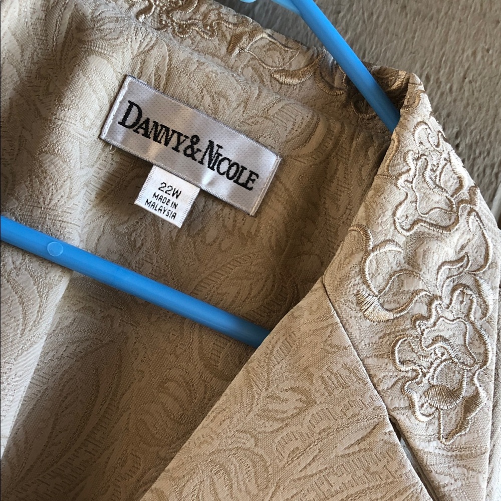 Danny & Nicole Gold-Beige Embroidered Maxi Dress with Jacket Two Pieces Suit - Picture 6 of 16
